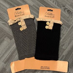 Boot Cuff Set - Black and Gray with Cream Accents